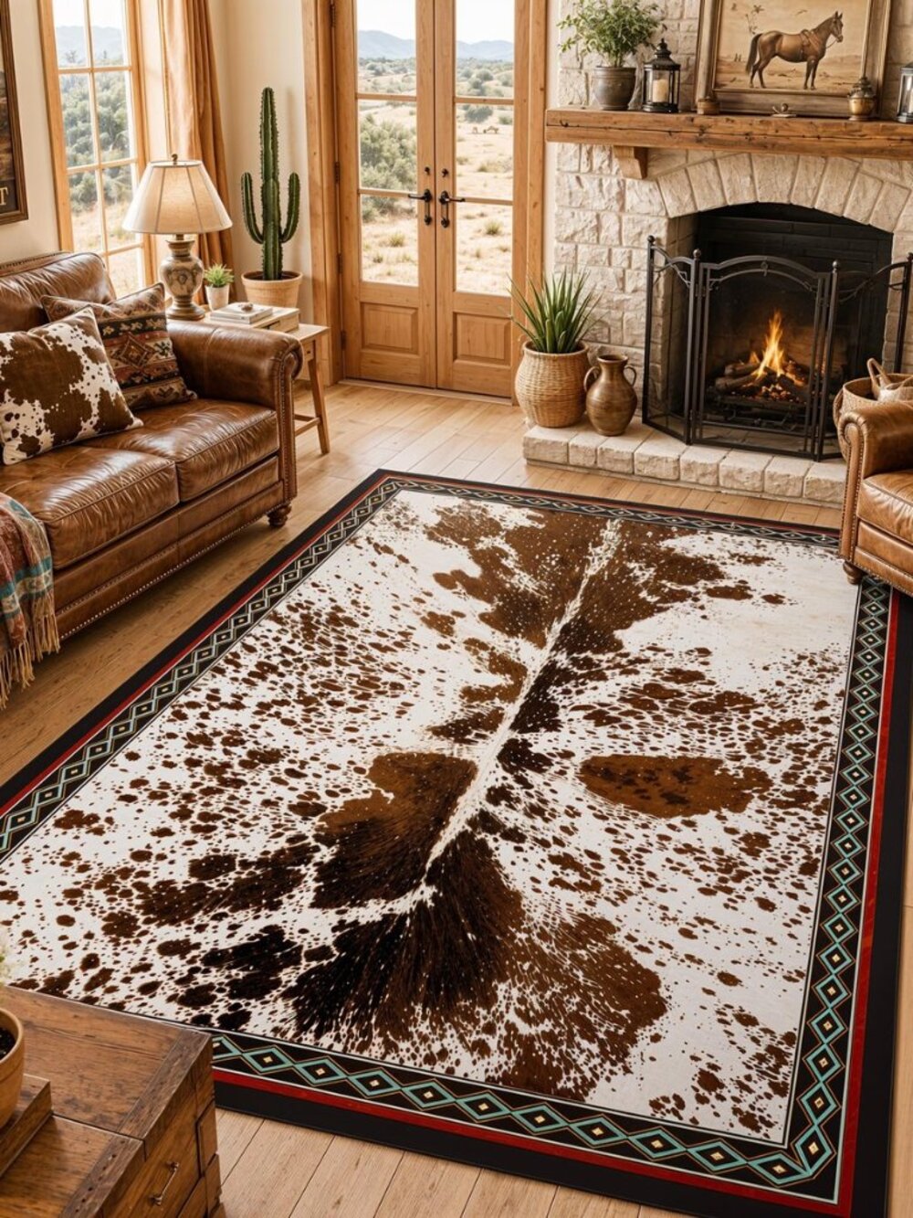 ACANTILA Western Cowhide Rug, 4x6 ft